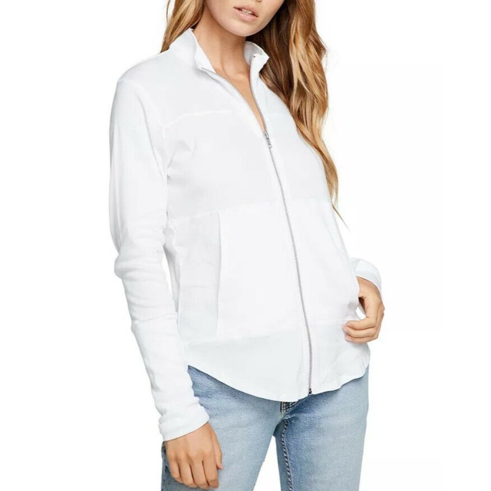 CHASER Cotton Slim-Fit Shirttail Jacket White Size S MSRP $68
